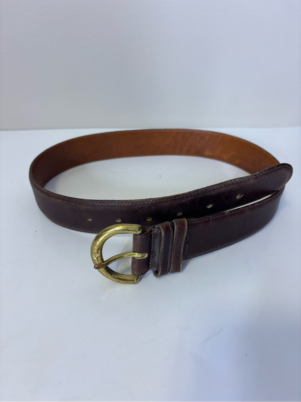 Coach Brown Leather Dress Belt with Embossed Logo Women’s Medium